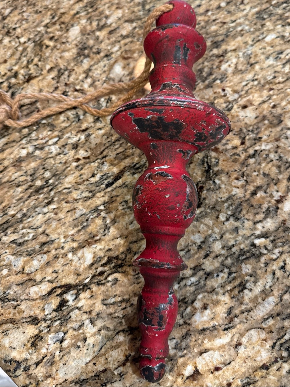 Old Salvaged Turned Architectural Finial 14 In - Red Patina